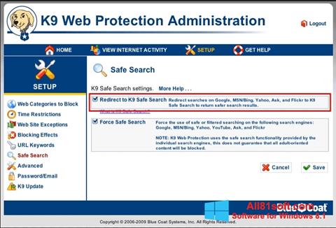 Posnetek zaslona K9 Web Protection Windows 8.1