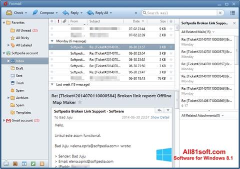 Posnetek zaslona FoxMail Windows 8.1