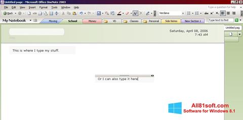 Posnetek zaslona Microsoft OneNote Windows 8.1