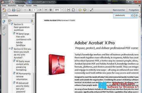 Posnetek zaslona Adobe Reader Windows 8.1