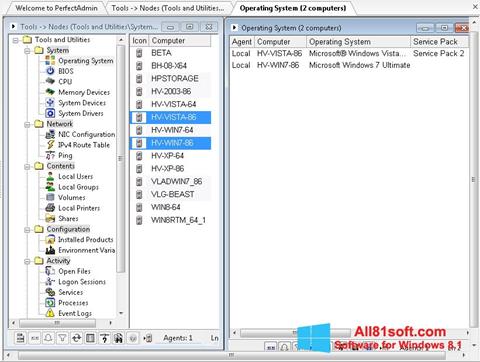 Posnetek zaslona Remote Administration Tool Windows 8.1