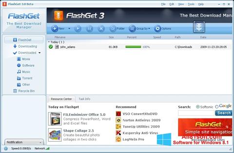 Posnetek zaslona FlashGet Windows 8.1