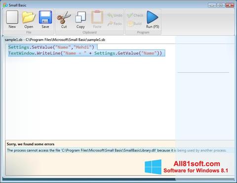 Posnetek zaslona Small Basic Windows 8.1