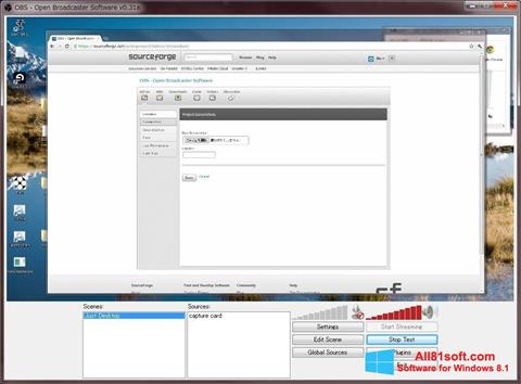 Posnetek zaslona Open Broadcaster Software Windows 8.1