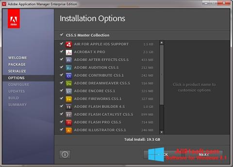 Posnetek zaslona Adobe Application Manager Windows 8.1