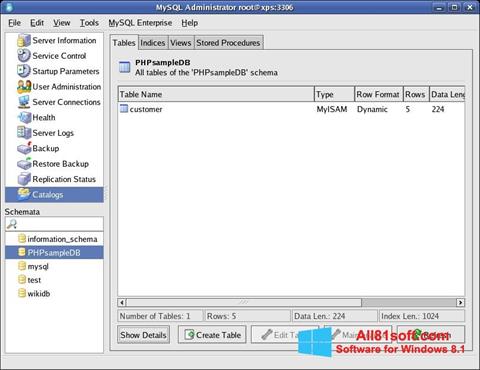 Posnetek zaslona MySQL Windows 8.1