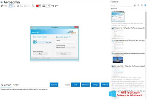 Posnetek zaslona AeroAdmin Windows 8.1