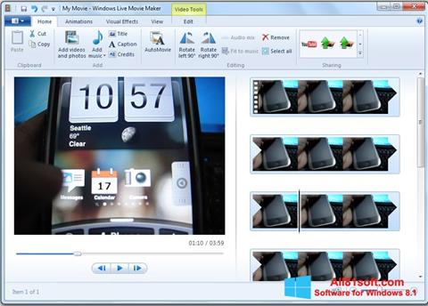 Posnetek zaslona Windows Live Movie Maker Windows 8.1