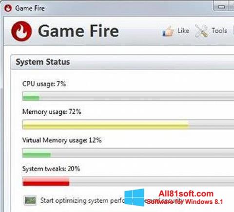 Posnetek zaslona Game Fire Windows 8.1