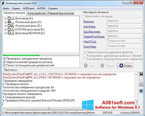 Posnetek zaslona AVZ Windows 8.1