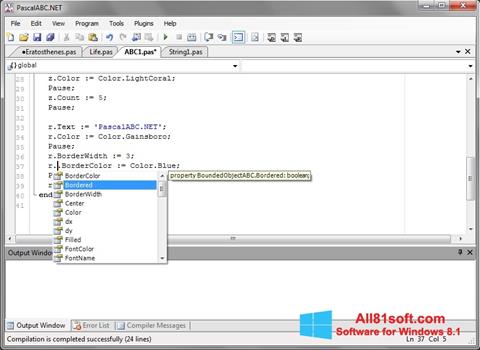 Posnetek zaslona Pascal ABC Windows 8.1