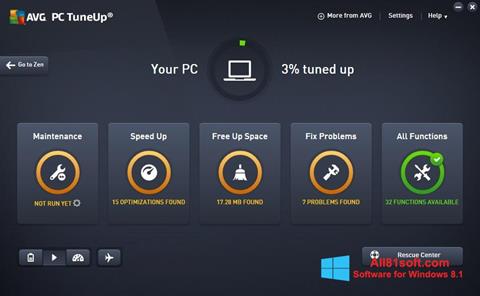 Posnetek zaslona AVG PC Tuneup Windows 8.1