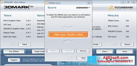 Posnetek zaslona 3DMark06 Windows 8.1