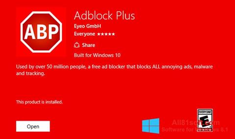 Posnetek zaslona Adblock Plus Windows 8.1