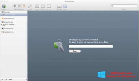 Posnetek zaslona RoboForm Windows 8.1