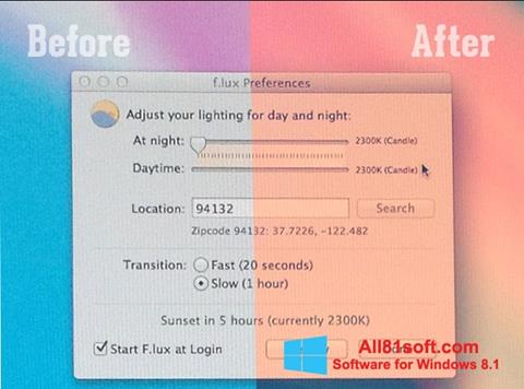 Posnetek zaslona F.lux Windows 8.1