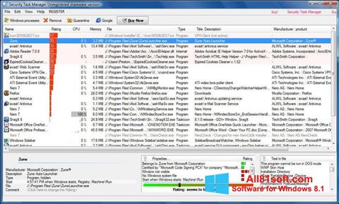 Posnetek zaslona Security Task Manager Windows 8.1