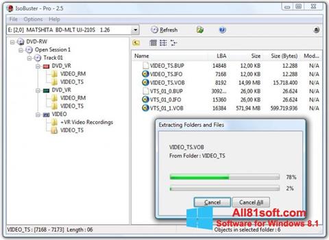 Posnetek zaslona IsoBuster Windows 8.1