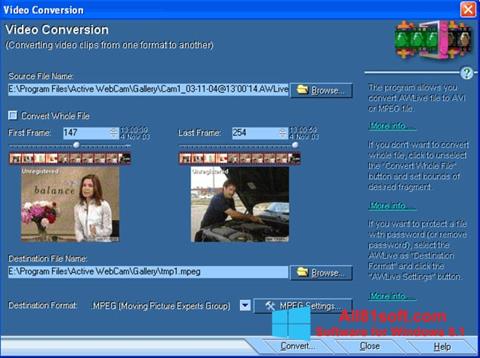 Posnetek zaslona Active WebCam Windows 8.1