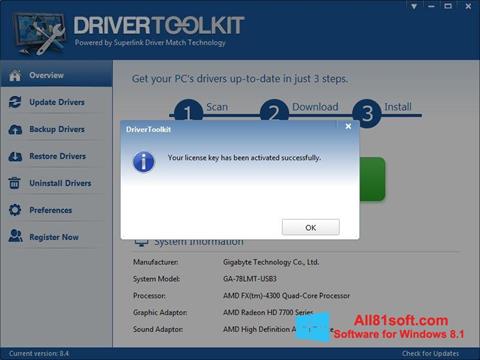 Posnetek zaslona Driver Toolkit Windows 8.1