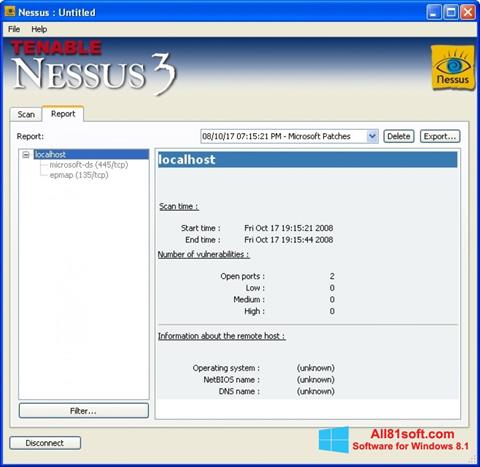 Posnetek zaslona Nessus Windows 8.1