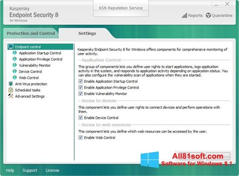 Posnetek zaslona Kaspersky Endpoint Security Windows 8.1