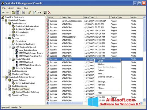 Posnetek zaslona DeviceLock Windows 8.1