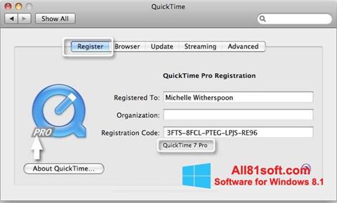 Posnetek zaslona QuickTime Pro Windows 8.1