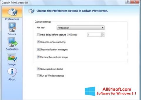 Posnetek zaslona Gadwin PrintScreen Windows 8.1