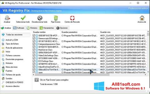 Posnetek zaslona Vit Registry Fix Windows 8.1