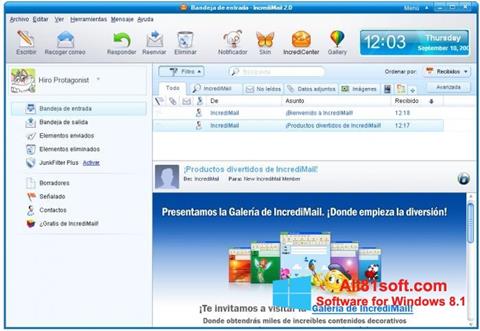 Posnetek zaslona IncrediMail Windows 8.1