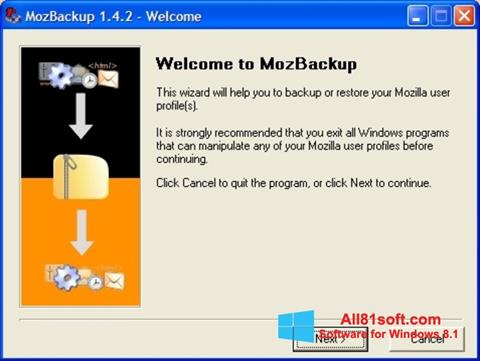 Posnetek zaslona MozBackup Windows 8.1