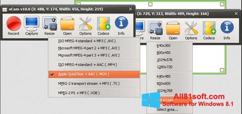 Posnetek zaslona oCam Screen Recorder Windows 8.1