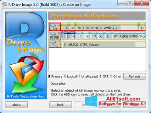 Posnetek zaslona R-Drive Image Windows 8.1