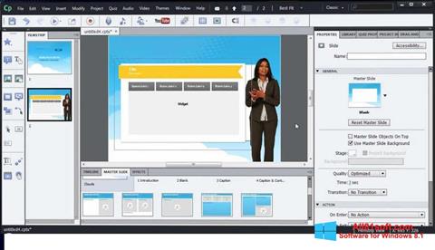 Posnetek zaslona Adobe Captivate Windows 8.1