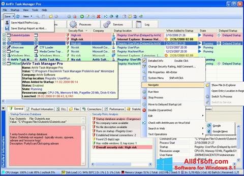 Posnetek zaslona AnVir Task Manager Windows 8.1