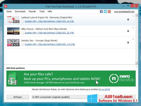 Posnetek zaslona Free YouTube Download Windows 8.1