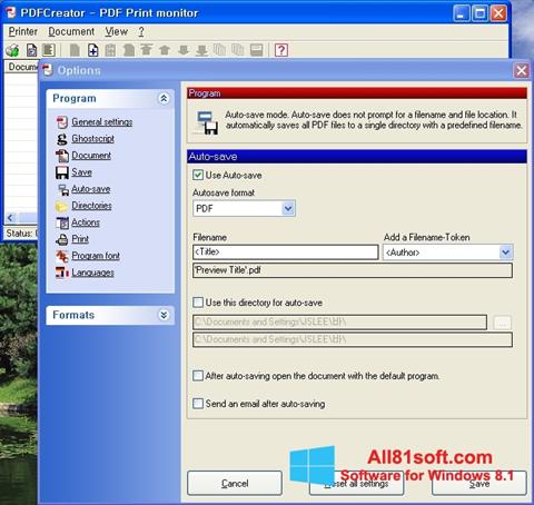 Posnetek zaslona PDFCreator Windows 8.1