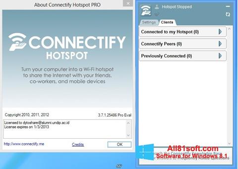 Posnetek zaslona Connectify Hotspot Windows 8.1