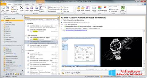 Posnetek zaslona Microsoft Outlook Windows 8.1