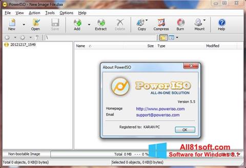 Posnetek zaslona PowerISO Windows 8.1