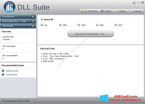 Posnetek zaslona DLL Suite Windows 8.1