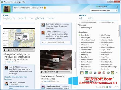 Posnetek zaslona Windows Live Messenger Windows 8.1