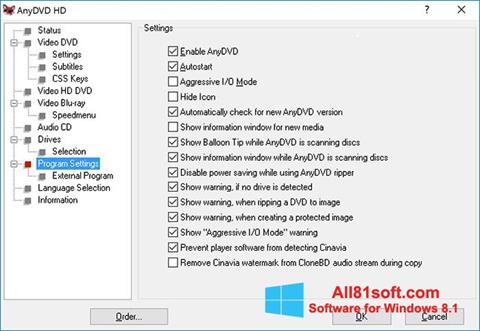 Posnetek zaslona AnyDVD Windows 8.1