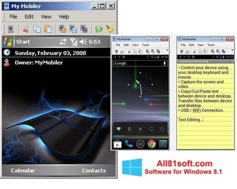 Posnetek zaslona MyMobiler Windows 8.1