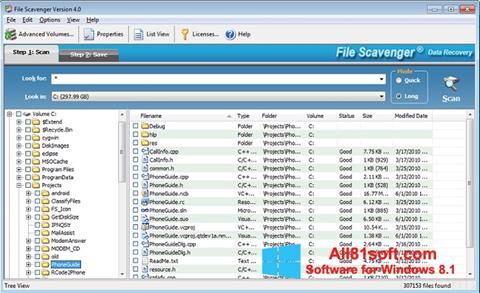 Posnetek zaslona File Scavenger Windows 8.1