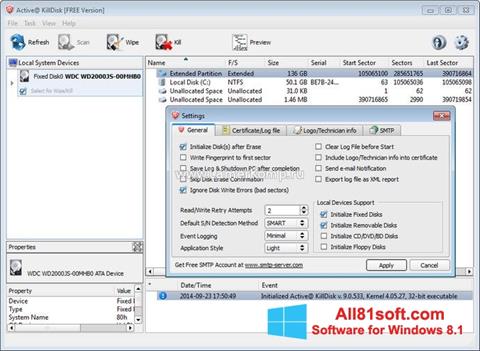 Posnetek zaslona Active KillDisk Windows 8.1
