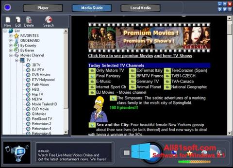 Posnetek zaslona Online TV Live Windows 8.1