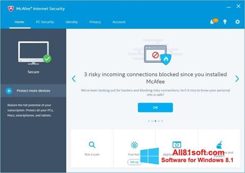 Posnetek zaslona McAfee Internet Security Windows 8.1