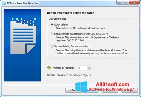 Posnetek zaslona File Shredder Windows 8.1